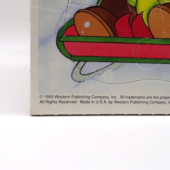 VTG 1993 Golden Books Santas Merry Ride Frame Tray Puzzle Christmas Retro 12 pc - Picture 9 of 11